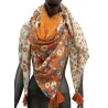 Foulard Carré Patchwork Orange Floral XXL 140x140 cm | Mode Tendance