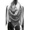 Foulard quadrato patchwork etnico e bolle bianco e nero
