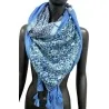 Square patchwork scarf with small flowers and blue polka dots