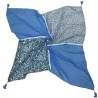 Square Patchwork Scarf in Blue with Floral and Polka Dot Patterns | Trendy Fashion