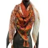 Ethnic patchwork and orange flower scarf