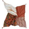 Ethnischer & floraler Patchwork-Schal mit 4 Seiten in Orange - Elegantes Mode-Accessoire