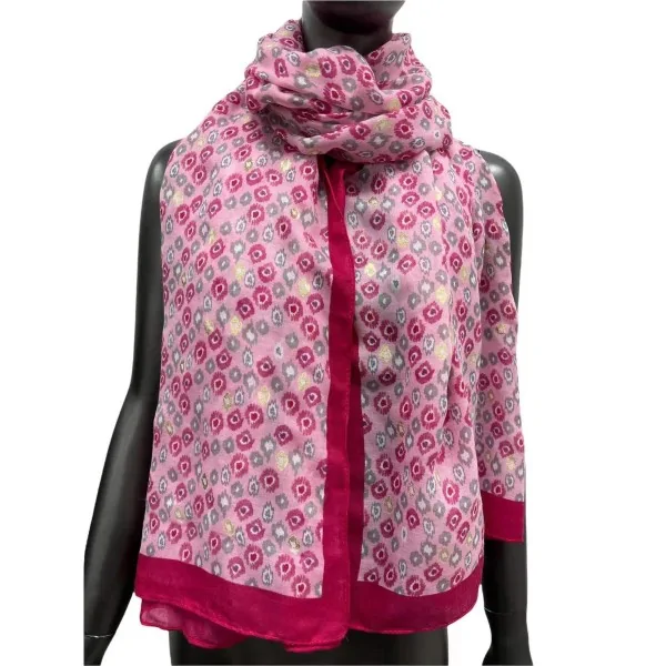Sciarpa etnica con dettagli dorati fucsia