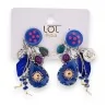 Brincos de fantasia com clip e pingentes azul royal