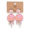 Striped pink fish-shaped costume earrings