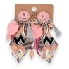 Boucles d'oreilles fantaisie clip losange rose | Médaillon moderne Lolilota