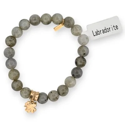 Pulsera de Labradorita con amuleto de trébol