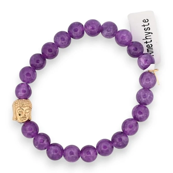 Pulseira de Ametista com pingente de Buda