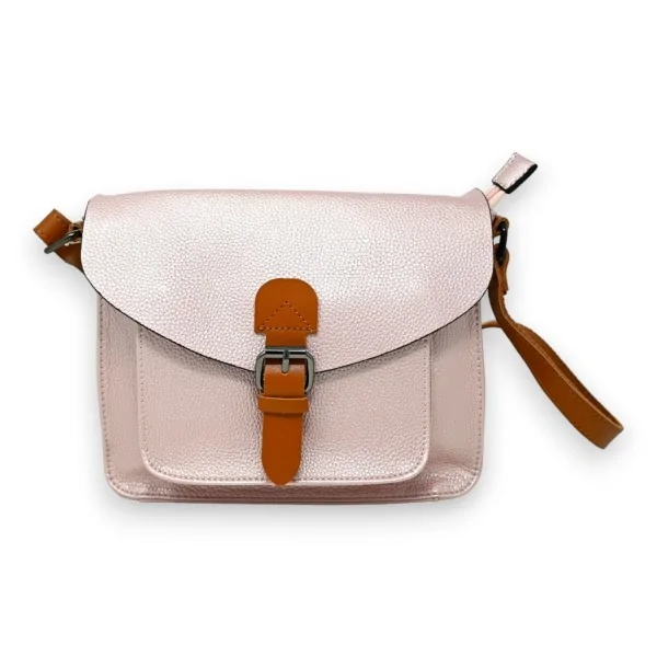Bolsa tiracolo estilo pasta rosa metalizada