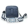 Sac bandoulière bleu marine compact avec sangle ethnique | Mode Tendance