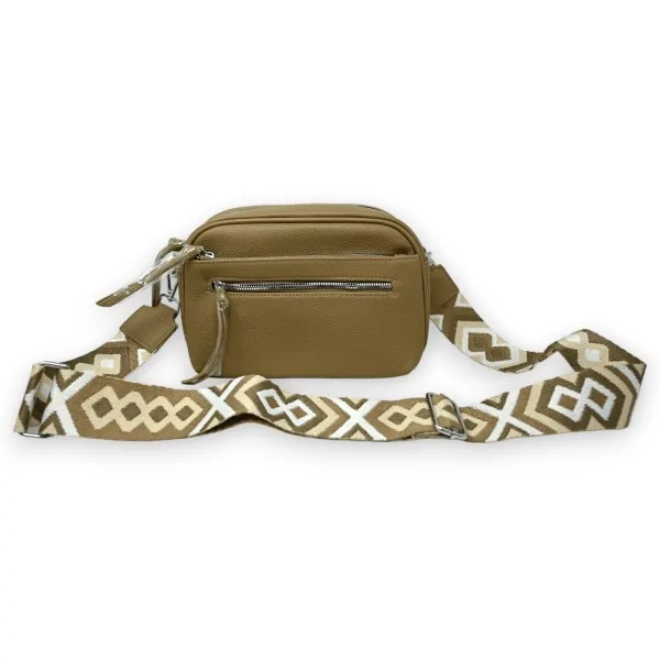 Taupe Umhängetasche mit mehreren Taschen