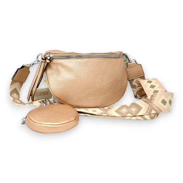 Bolsa de cintura transversal rosa metalizada