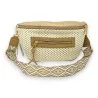 Marsupio a tracolla in lino beige e talpa