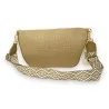 Riñonera bandolera de lino beige elegante - Diseño moderno y funcional
