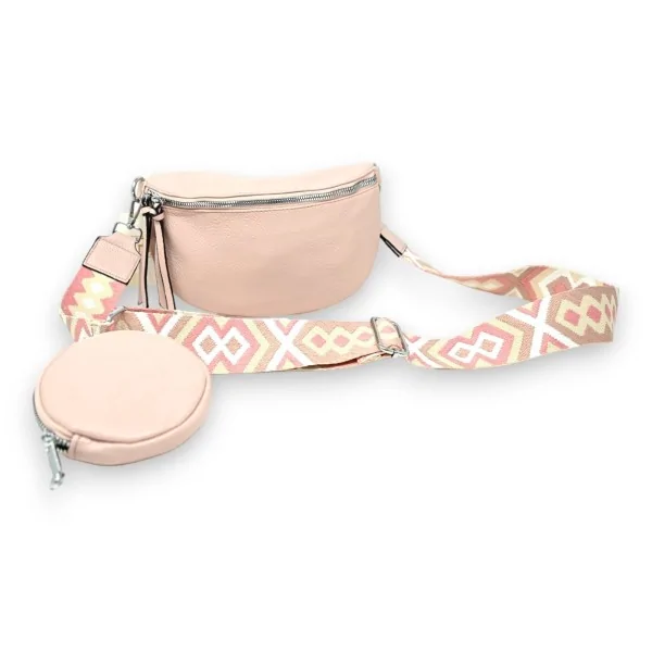 Zarte rosa Gürteltasche mit Schulterriemen