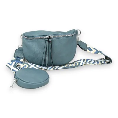 Blue denim crossbody fanny pack