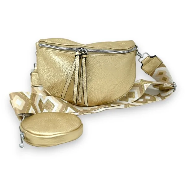 Goldene Gürteltasche mit Schulterriemen