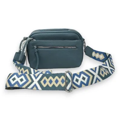 Borsa a tracolla quadrata blu jeans