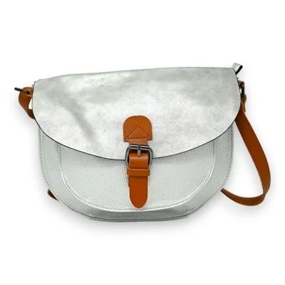 Bolso de mensajero redondeado plateado