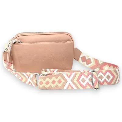 Square multi-pocket shoulder bag in pink