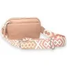 Bolsa transversal quadrada rosa com vários bolsos