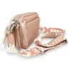 Sac bandoulière femme rose design ethnique - Accessoire tendance multipoches