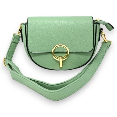 Chic mint green shoulder bag with gold clasp