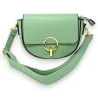Bolso bandolera verde agua con cierre dorado elegante