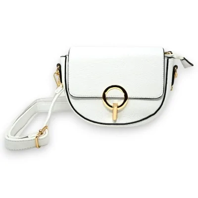 Bolsa tiracolo branca com fecho dourado elegante