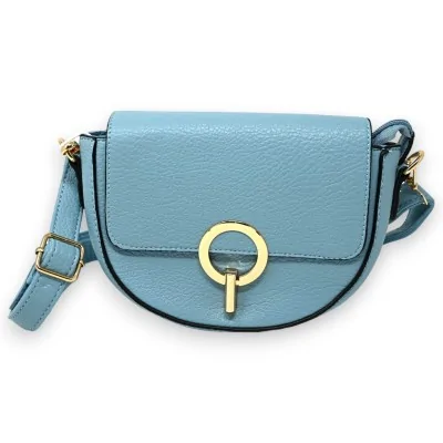 Bolsa tiracolo azul jeans com fecho dourado elegante