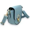 Elegant Sky Blue Crossbody Bag with Gold Clasp | Trendy Fashion