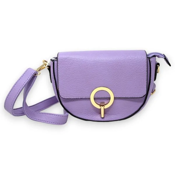 Bolso bandolera lila con cierre dorado elegante
