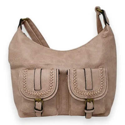 Bolsa tiracolo rosa com bolsos duplos