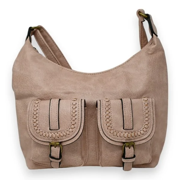 Bolso bandolera de doble bolsillo rosa