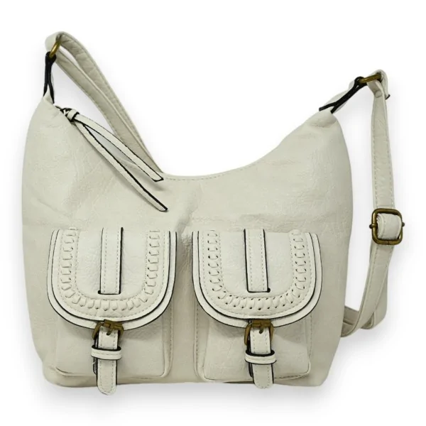 Bolso bandolera de doble bolsillo beige