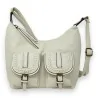 Sac bandoulière beige double poches femme | Design pratique et élégant
