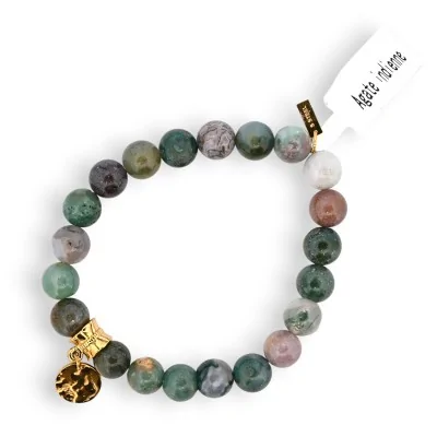Armband mit Medaille und indischer Achat-Perle