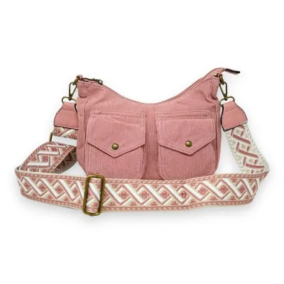 Pink velvet shoulder bag