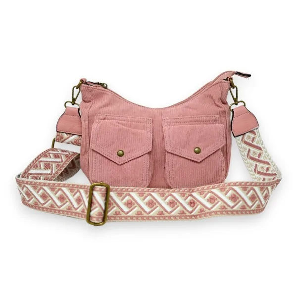 Bolsa transversal de veludo rosa