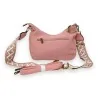 Bolsa tiracolo de veludo rosa com alça étnica | Moda Tendência