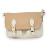 Bolsa carteiro tiracolo bicolor bege e taupe