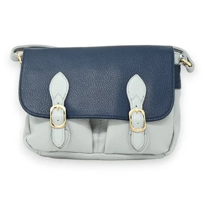 Cartella a tracolla bicolore blu jeans e blu navy