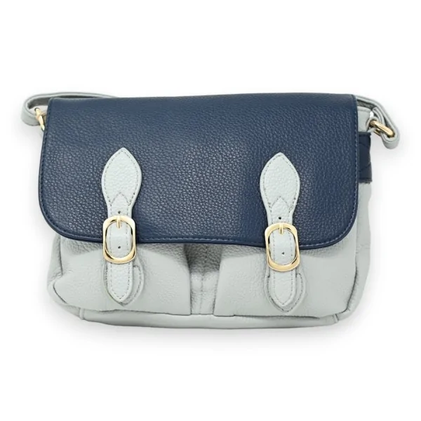 Bolsa carteiro tiracolo bicolor azul jeans e azul marinho