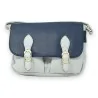 Dual-color satchel shoulder bag in denim blue and navy blue