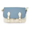 Bolsa carteiro tiracolo bicolor bege e azul jeans