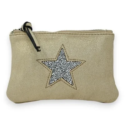 Soft shiny golden star fabric wallet