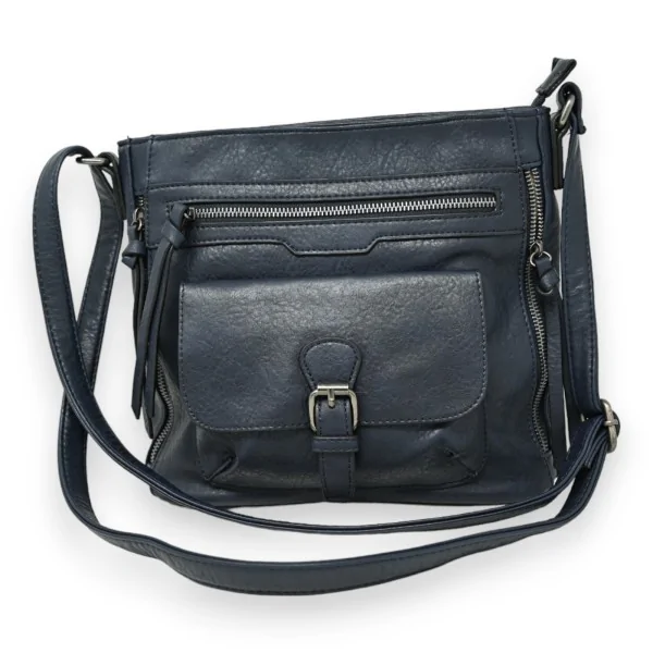 Bolsa tiracolo azul marinho com múltiplos bolsos