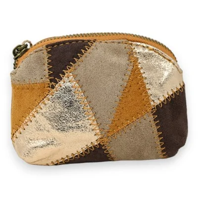 Monedero patchwork mostaza