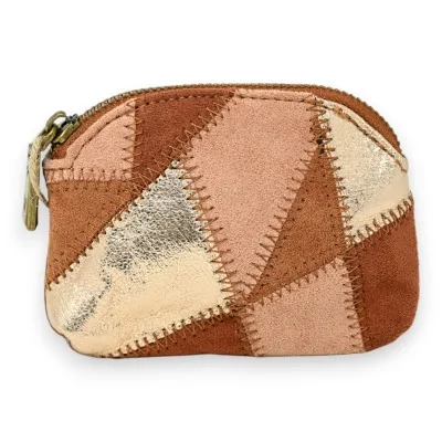 Portafoglio patchwork cammello