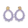 Boucles d'Oreilles Créoles Perles Parme & Strass | Bijoux Tendance